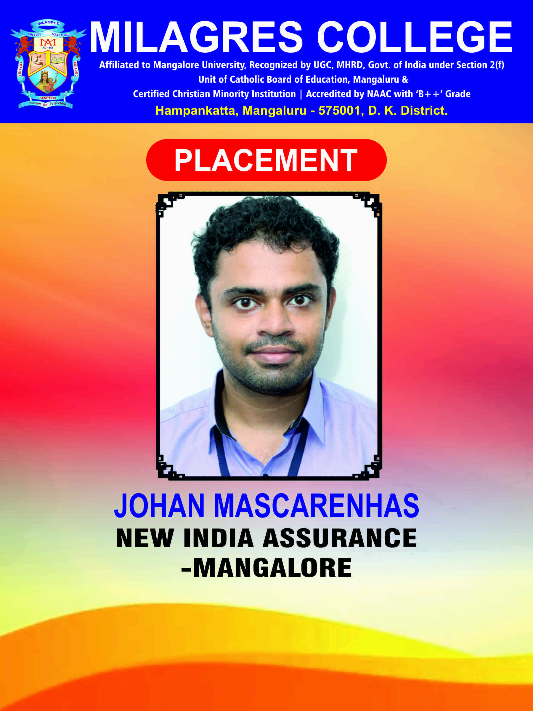 Successfully placed student